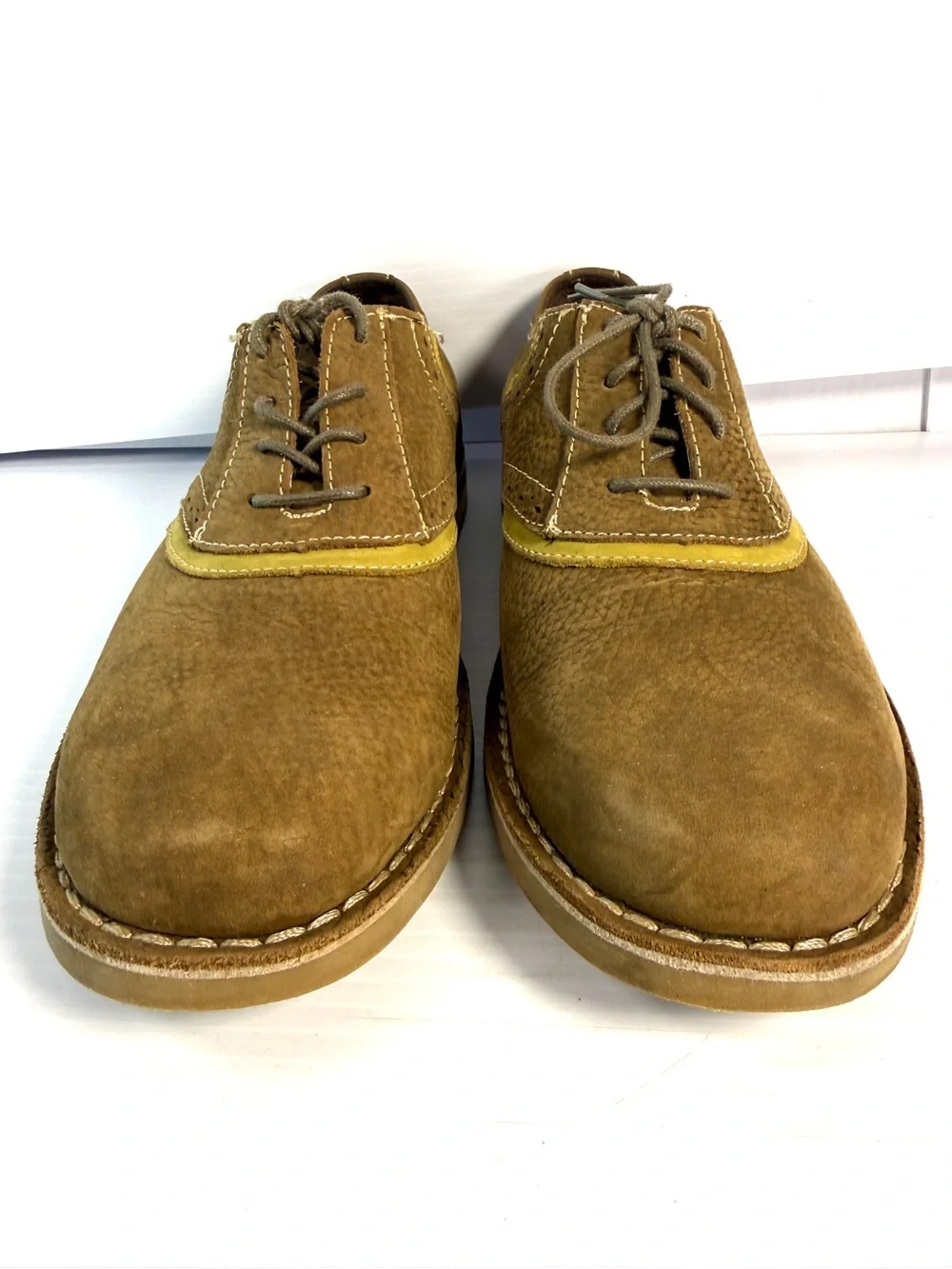 Original Penguin Tan  Suede Oxfords with Golden Trim